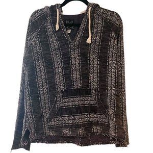 Billabong Baja Beach Hoodie Pullover Distressed Hems M